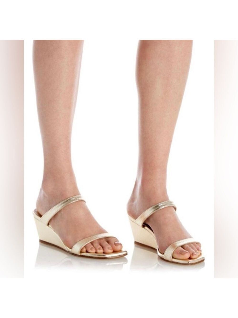 Stuart Weitzman Aleena 50 Wedge Slide Sandal Platino / Liquid Metallic - NWT